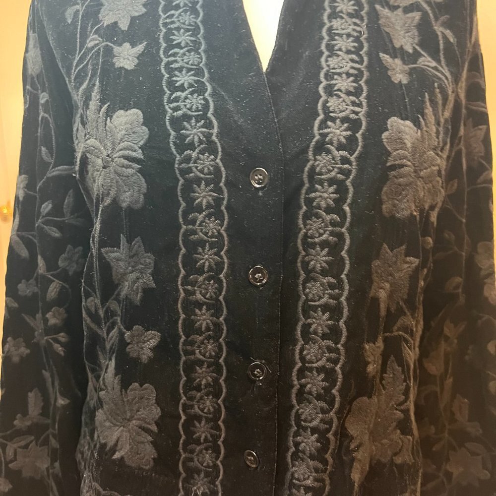 Zara Black Floral Embroidered Blazer Jacket - Picture 4 of 13